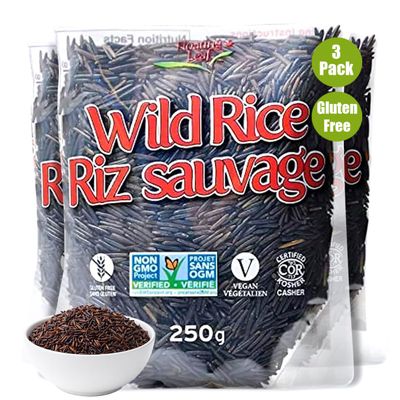 Floating Leaf Pure Long Grain Wild Rice - Non-GMO & Gluten free | Organic Wild Rice Riz Sauvage (Pack of 3) 8 oz each | All Natural Vegan Healthy Food for The Whole Family