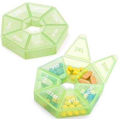 2PCS Weekly Pill Organizer Large 7 Day Pill Box Organizer Daily Medicine Case for Vitamin Fish Oil Pills Supplements Arthritis Friendly