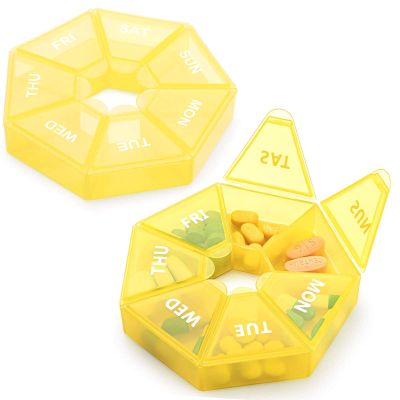 2PCS Weekly Pill Organizer Large 7 Day Pill Box Organizer Daily Medicine Case for Vitamin Fish Oil Pills Supplements Arthritis Friendly