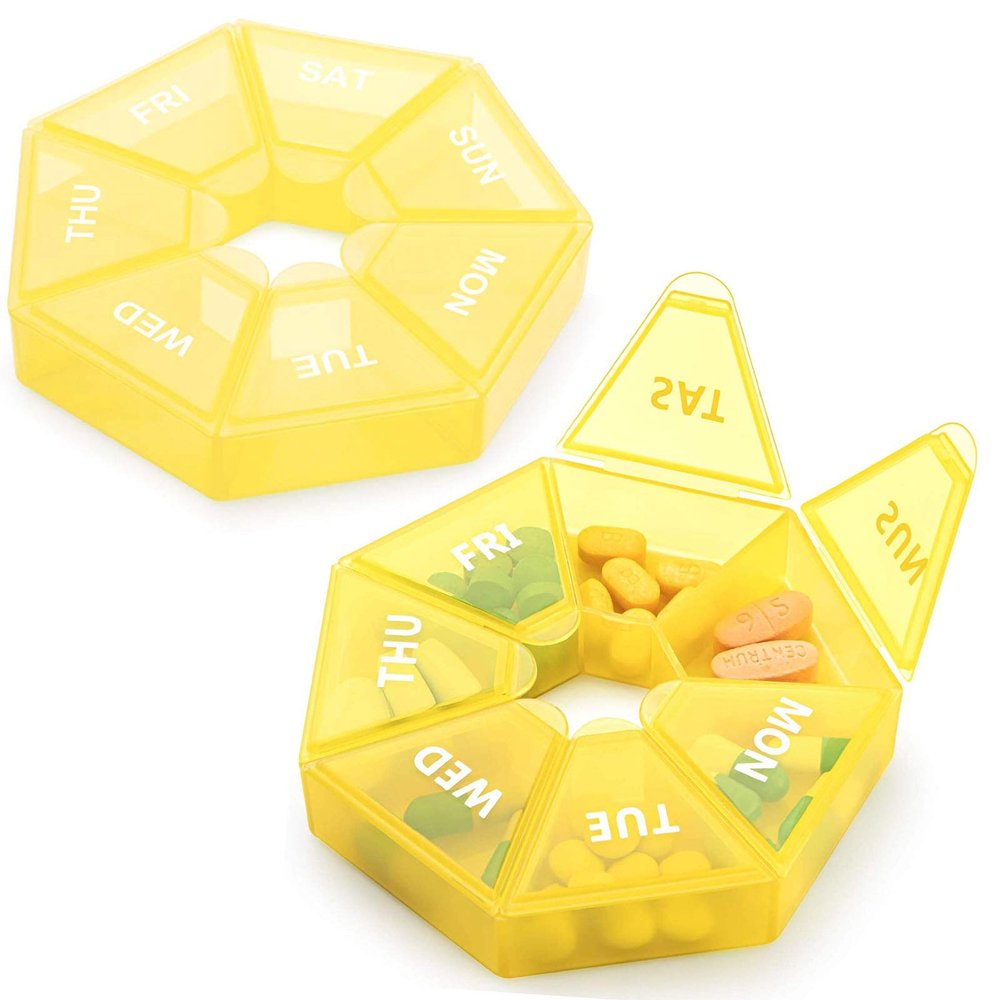 2PCS Weekly Pill Organizer Large 7 Day Pill Box Organizer Daily Medicine Case for Vitamin Fish Oil Pills Supplements Arthritis Friendly