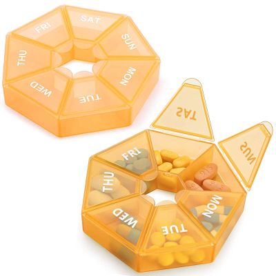 2PCS Weekly Pill Organizer Large 7 Day Pill Box Organizer Daily Medicine Case for Vitamin Fish Oil Pills Supplements Arthritis Friendly