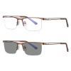 COTIA/Bifocal Photochromic Men's Business Fashion Metal Half-frame Reading Glasses (tea, 2.75) view 1