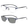 COTIA Photochromic Bifocal Reading Glasses, Ultra-light Alloy Men's Business Half-frame and Full-frame (blue/half frame, 3.25) view 1