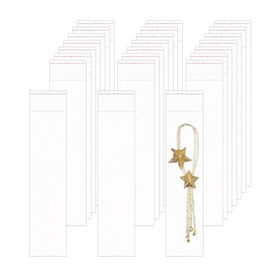 100pcs 3" x 12" Long Adhesive Cello Bags Crystal Sealed Clear Bag Long Resealable Cellophane Bags 1 Mil for Bakery Cookies Candies Jewelry Crafts