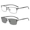 COTIA Photochromic Bifocal Reading Glasses, Ultra-light Alloy Men's Business Half-frame and Full-frame (gun/full frame, 1.0) view 1