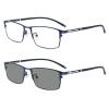 COTIA Photochromic Bifocal Reading Glasses, Ultra-light Alloy Men's Business Half-frame and Full-frame (blue/full frame, 3.5) view 1