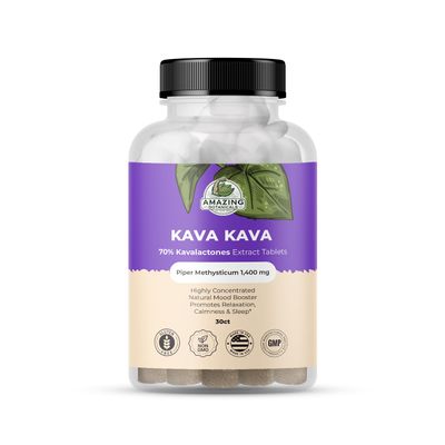 Kava Kava Extract Tablets High Potency 70% Kavalactones Extract, 140mg of Fresh Piper Methysticum per Serving, Kavalactones Root Extract Boosts Mood, Promotes Relaxation, Relieves Tension 30 Tablets