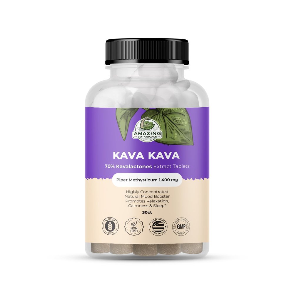 Kava Kava Extract Tablets High Potency 70% Kavalactones Extract, 140mg of Fresh Piper Methysticum per Serving, Kavalactones Root Extract Boosts Mood, Promotes Relaxation, Relieves Tension 30 Tablets