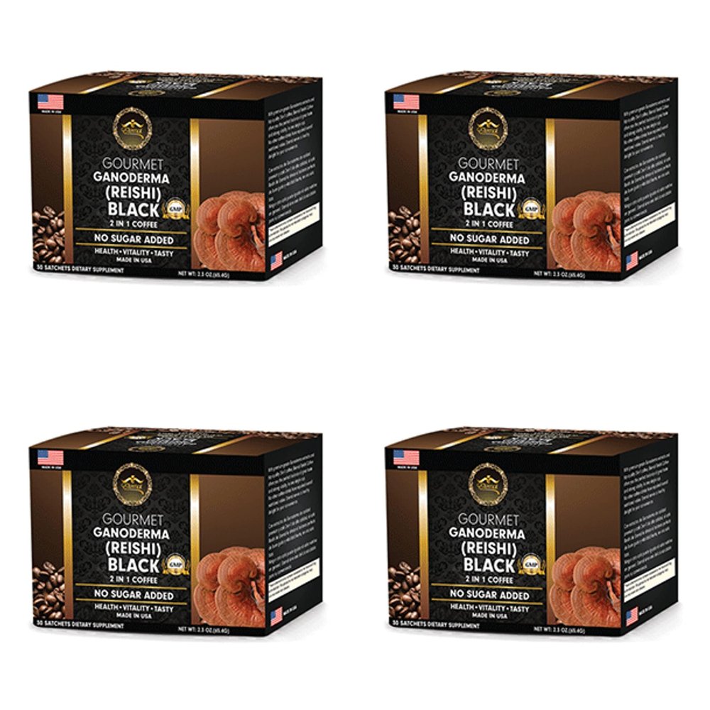 Eternal Gourmet Ganoderma (REISHI) Black Coffee 2 in1 Made in USA Cafe Negro con ganoderma Eternal Pack of 4