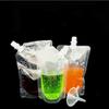 100PCS Drink Pouches with Plastic Clear Smoothie Packaging Bags Container Heavy Duty Hand-held Leak-Proof Reclosable Drink Pouches for Frozen Juice Liquor Drinks Flasks (380ml Oblique Mouth Bag) view 2