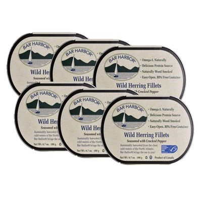 Bar Harbor Wild Herring Fillets with Cracked Pepper, 6.7 oz (Pack of 6)