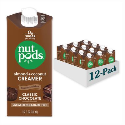 nutpods Classic Chocolate Unsweetened Dairy-Free Creamer, Made from Almonds and Coconuts, Whole30, Keto, Gluten Free, Non-GMO, Vegan, Kosher (12-Pack)
