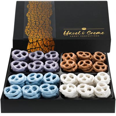 Easter Yogurt Pretzel Gift Basket 4 Flavor Gourmet Pretzel Assortment Birthday Gift Thank You, Sympathy, Kosher