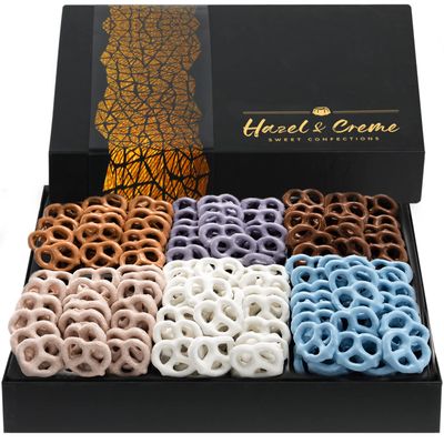 Hazel & Creme Yogurt Pretzel Gift Box  6 Flavor Gourmet Assortment  Birthday Sweet Treat Gift for Men & Women