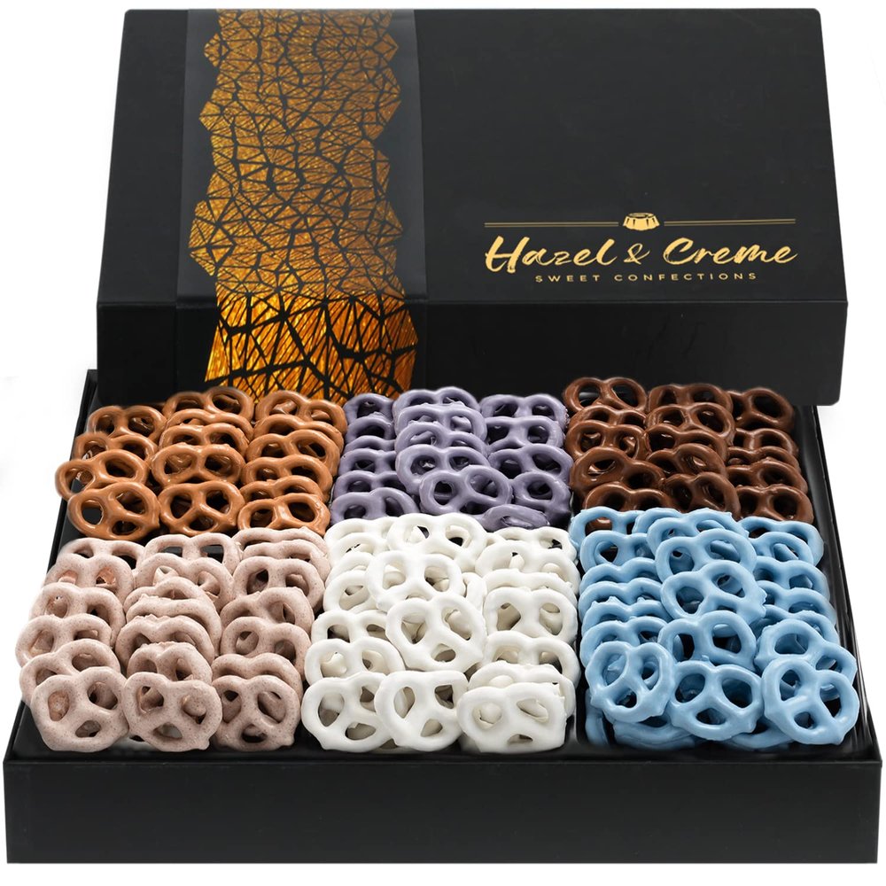 Hazel & Creme Yogurt Pretzel Gift Box  6 Flavor Gourmet Assortment  Birthday Sweet Treat Gift for Men & Women