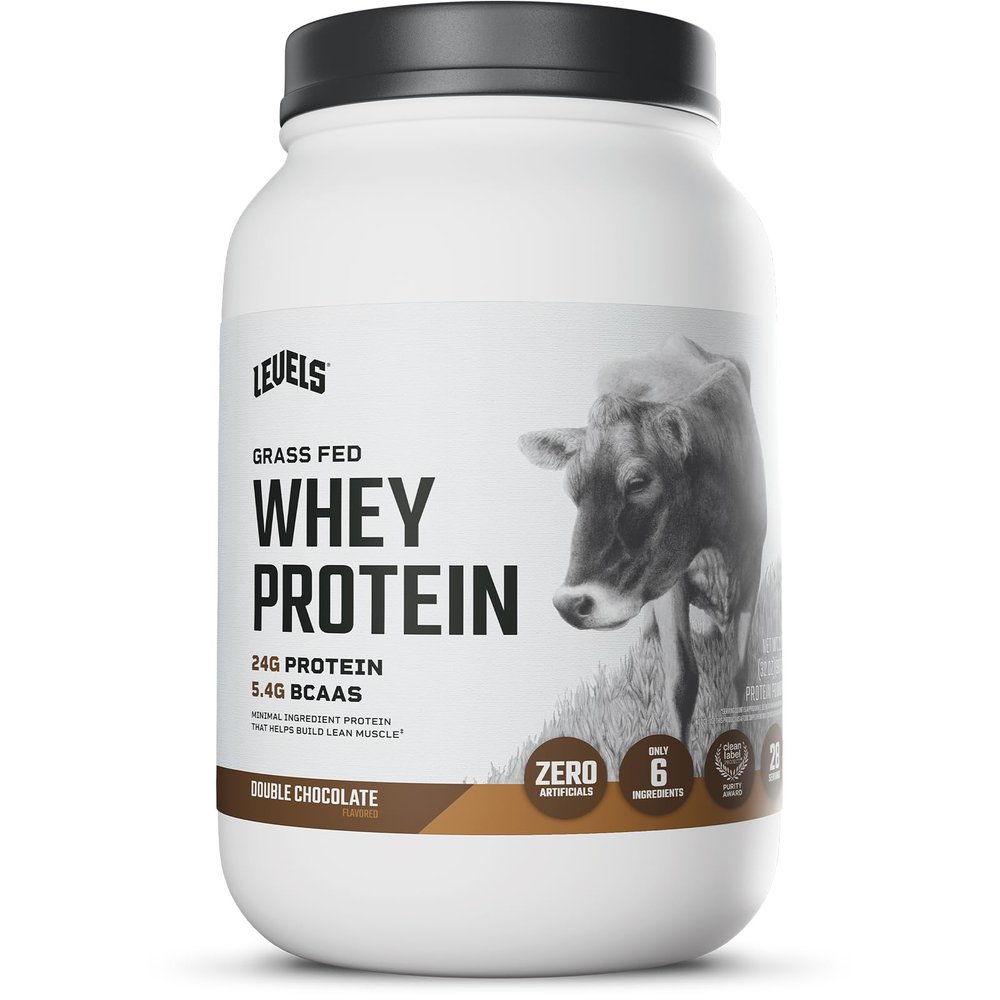 Levels Grass Fed Whey Protein Powder, No Artificials, 24G of Protein, Double Chocolate, 2LB