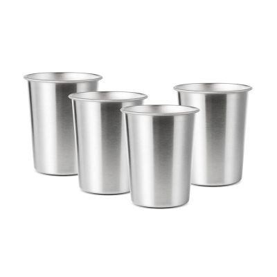 YOLCAR 4Pack 6oz Small Stainless Steel Cups, BPA Free Healthy Pint Drinking Cups Metal Drinking Glasses For Kids (Silver, 170ml/6oz)