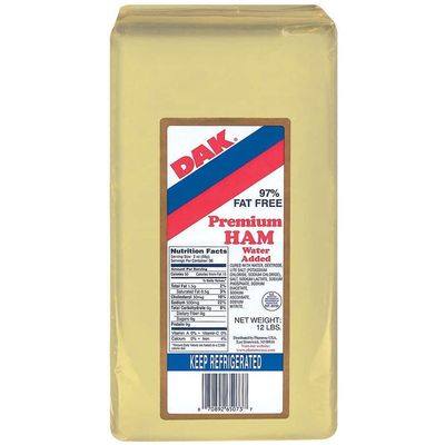 Dak Premium 97 Percent Fat Free Water Added Deli Ham, 12 Pound - 2 per case.