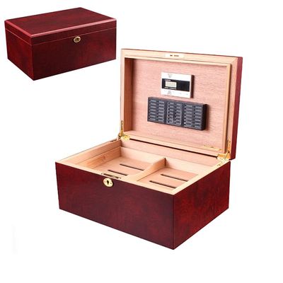 Cedar Cigar Humidor Case Large Capacity Cigar Storage Box W/ Humidifier & Hygrometer Humidor Cigar Accessories Fit 100 Cigars - Great Gift for Men