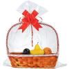 50 Packs Large Cellophane Bags 24" x 30" Clear Cellophane Gift Basket Wraps Extra-large 2.3 Mil Thick Clear Cello Bags for Fruit Basket, Gift Wrap, Treats, Arts and Crafts, 50ct Ribbon Bows Red view 1