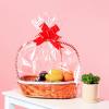 50 Packs Large Cellophane Bags 24" x 30" Clear Cellophane Gift Basket Wraps Extra-large 2.3 Mil Thick Clear Cello Bags for Fruit Basket, Gift Wrap, Treats, Arts and Crafts, 50ct Ribbon Bows Red view 2