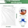 50 Packs Large Cellophane Bags 24 x 30 Clear Cellophane Gift Basket Wraps Extra-large 2.3 Mil Thick Transparent Cello Bags for Fruit Basket, Gift Wrap, Treats, Arts and Crafts, 50ct Ribbon Bows Blue view 3