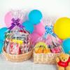 50 Packs Large Cellophane Bags 24 x 30 Clear Cellophane Gift Basket Wraps Extra-large 2.3 Mil Thick Transparent Cello Bags for Fruit Basket, Gift Wrap, Treats, Arts and Crafts, 50ct Ribbon Bows Blue view 4