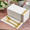 200 Pack Guest Towels Disposable Bathroom, Soft and Disposable Hand Towels, Decorative Bathroom Napkins for Party,Dinners, Wedding, Thanksgiving, Gold view 2