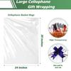 50 Packs Large Cellophane Bags 24" x 30" Clear Cellophane Gift Basket Wraps Extra-large 2.3 Mil Thick Transparent Cello Bags for Fruit Basket, Gift Wrap, Treats, Arts and Crafts, 50ct Ribbon Bows Yellow view 3