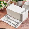 200 Pack Guest Towels Disposable Bathroom, Soft and Linen Feel Disposable Hand Towels, Decorative Bathroom Napkins for Party,Dinners, Wedding, Silver view 2