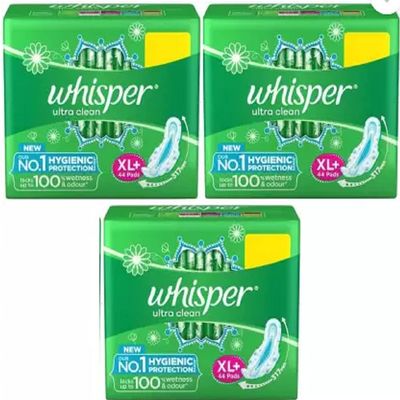 WHISPER Whisper Ultra Clean XL 44+44+44 Pads Sanitary Pad(Pack of 142)