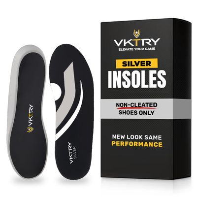 VKTRY Silver Performance Insoles  Carbon Fiber Composite Inserts for Athletes | Lightweight, Structured Arch Support, Shock Absorption, Energy Return, Stability