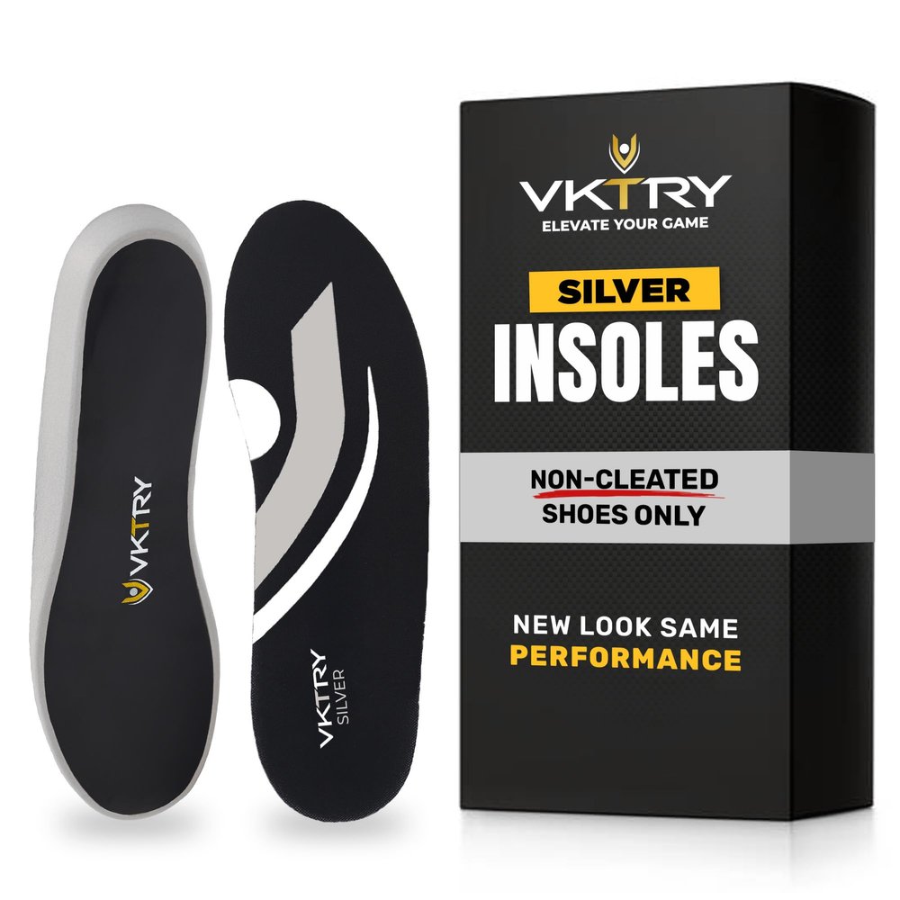 VKTRY Silver Performance Insoles  Carbon Fiber Composite Inserts for Athletes | Lightweight, Structured Arch Support, Shock Absorption, Energy Return, Stability