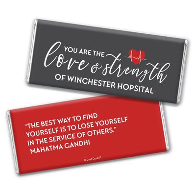 24ct Nurse Appreciation Week Gifts in Bulk Personalized Thank You Candy Chocolate Bars (24 Pack) - Heart Beat