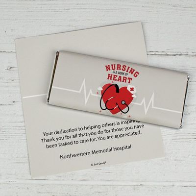 25ct Nurses Week Thank You Personalized Candy Wrappers for Chocolate Bars (25 Pack) - Work of Heart