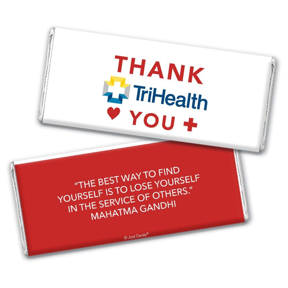 36ct Nurse Appreciation Week Gifts in Bulk Personalized Thank You Candy Chocolate Bars (36 Pack) - Add Your Logo - Red