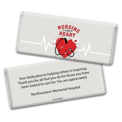 12ct Nurses Week Gifts in Bulk Personalized Thank You Candy Chocolate Bars (12 Pack) - Work of Heart
