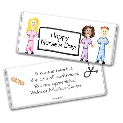 12ct Nurses Week Gifts in Bulk Personalized Thank You Candy Chocolate Bars (12 Pack) - Scrubs