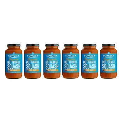 Sonoma Gourmet Organic Butternut Squash Pasta Sauce | USDA Organic, Vegan, Non-GMO, No Sugar Added | 25 Ounce Jars (Pack of 6)