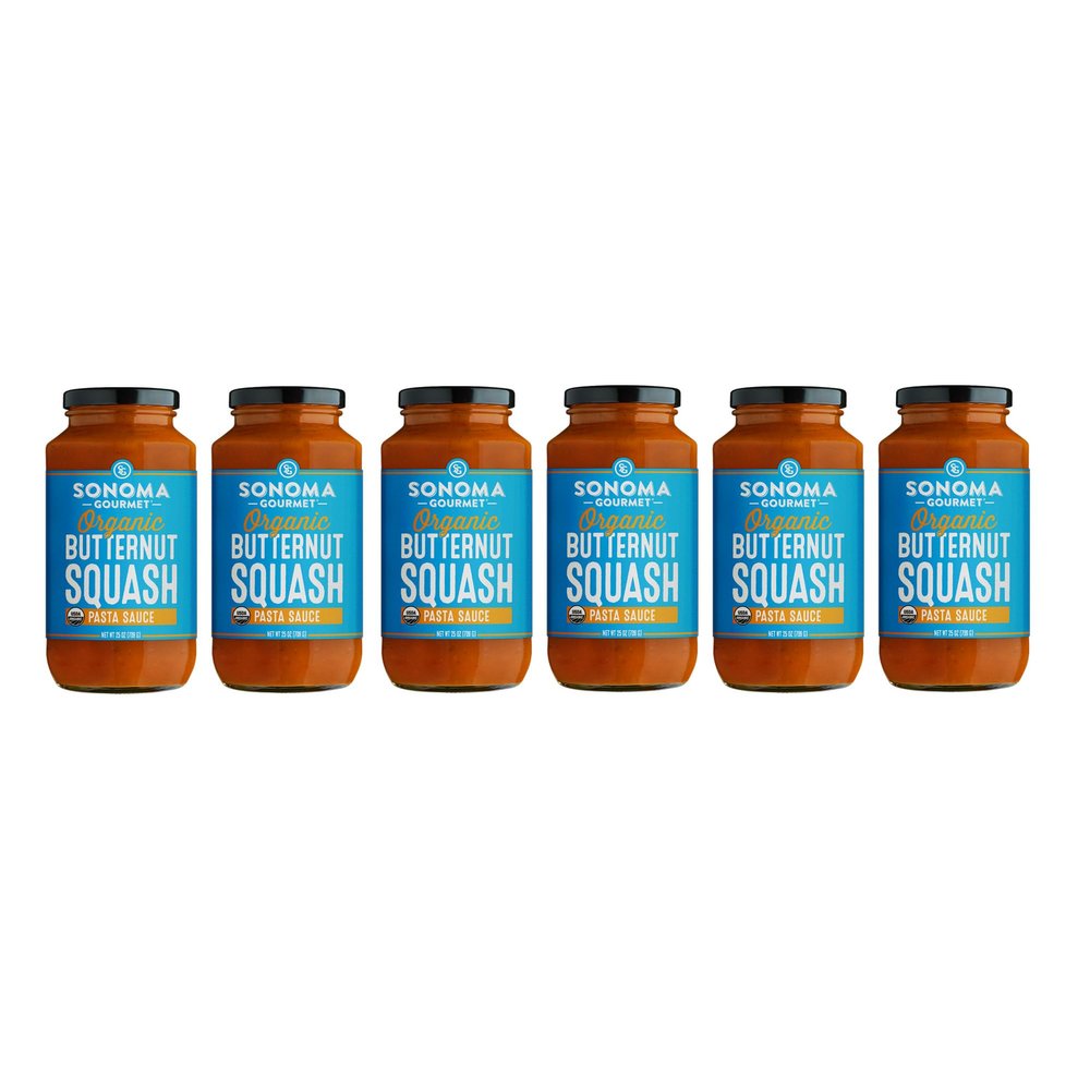 Sonoma Gourmet Organic Butternut Squash Pasta Sauce | USDA Organic, Vegan, Non-GMO, No Sugar Added | 25 Ounce Jars (Pack of 6)
