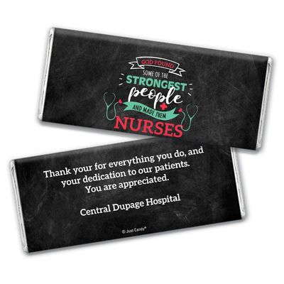 12ct Nurses Week Gifts in Bulk Personalized Thank You Candy Chocolate Bars (12 Pack) - Nurse Strong