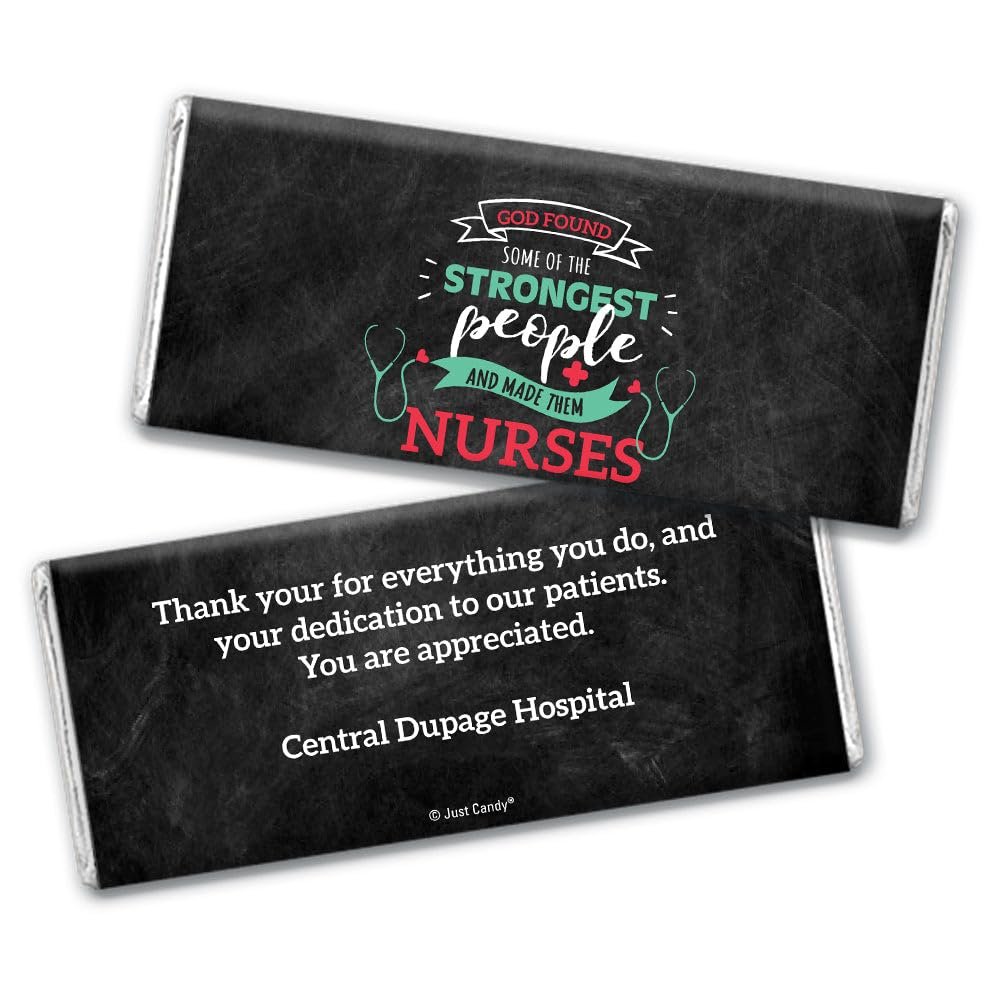 12ct Nurses Week Gifts in Bulk Personalized Thank You Candy Chocolate Bars (12 Pack) - Nurse Strong