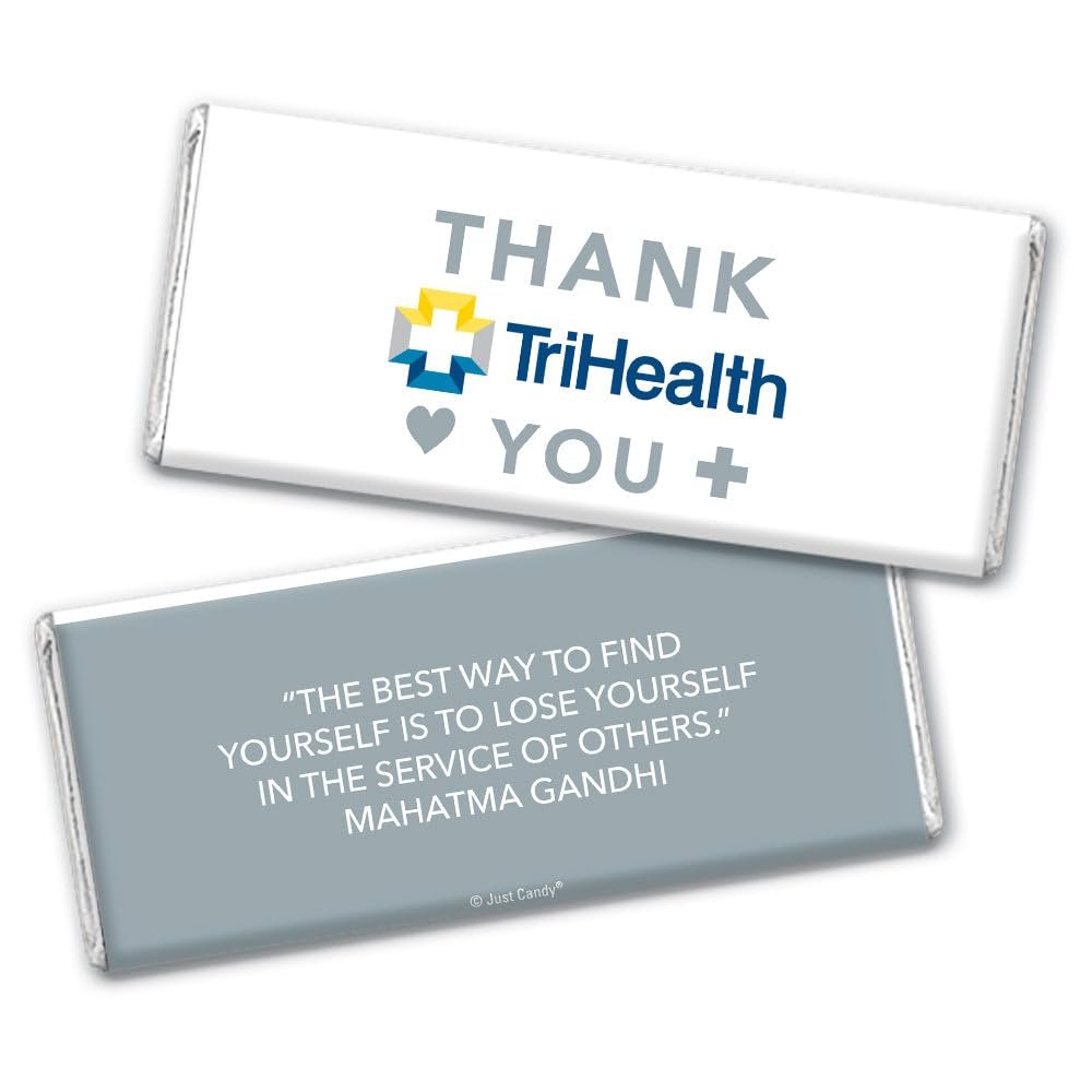 36ct Nurse Appreciation Week Gifts in Bulk Personalized Thank You Candy Chocolate Bars (36 Pack) - Add Your Logo - Silver