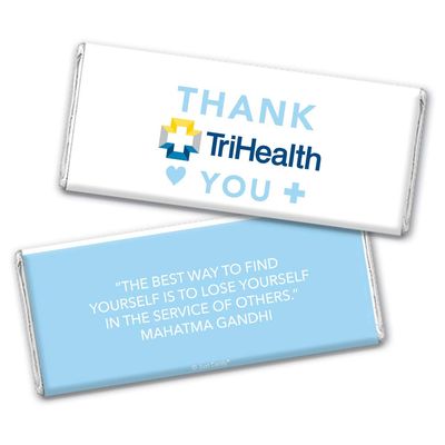 36ct Nurse Appreciation Week Gifts in Bulk Personalized Thank You Candy Chocolate Bars (36 Pack) - Add Your Logo - Light Blue