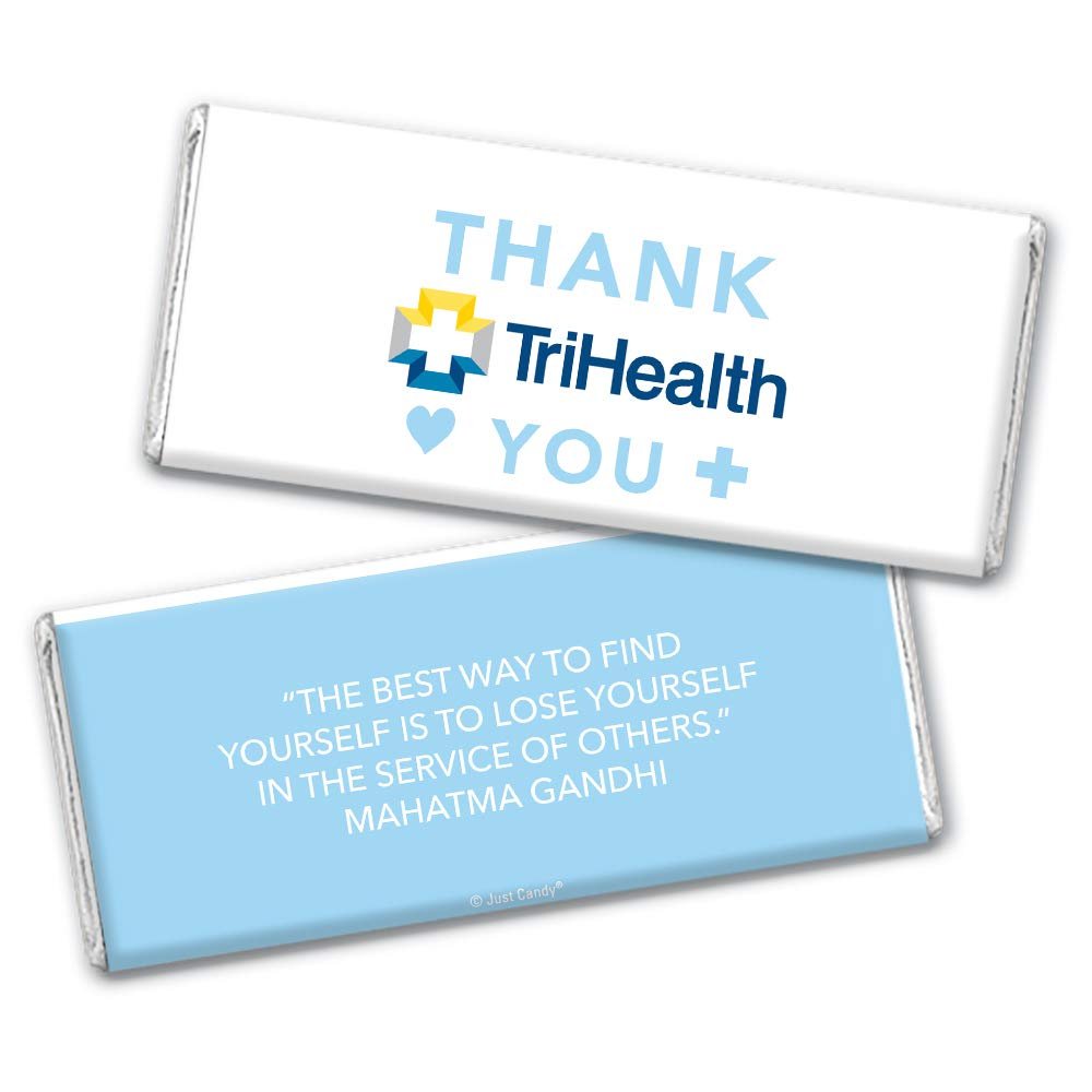 36ct Nurse Appreciation Week Gifts in Bulk Personalized Thank You Candy Chocolate Bars (36 Pack) - Add Your Logo - Light Blue