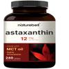 NatureBell Maximum Strength Astaxanthin 12mg, 240 Softgels - 4 Month Supply - Natural Antioxidant from Haematococcus Pluvialis Microalgae | Non-GMO, Gluten Free view 1