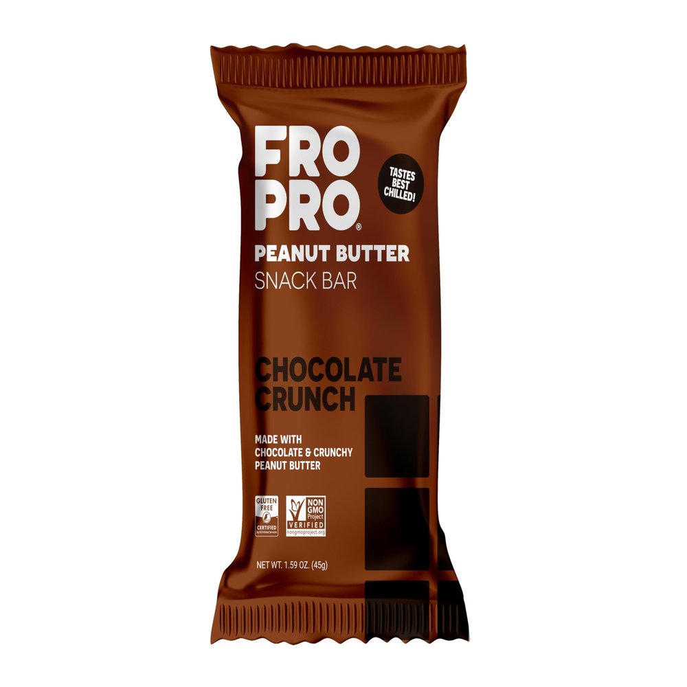 FROPRO Plant Protein Snack Bars - Plant Based Protein Bars, All-Natural, Gluten, Dairy, & Soy Free, High Protein Bars with Low Calories | Chocolate Crunch, 12 Pack