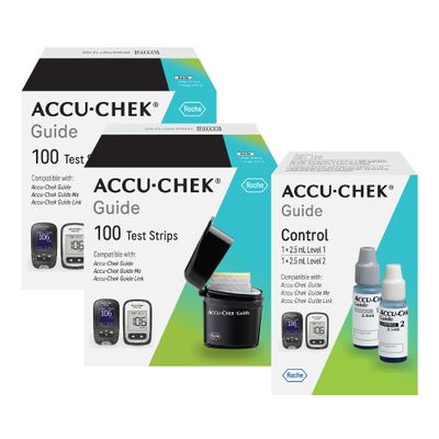 Accu-Chek Guide Glucose Test Strips Kit for Diabetic Blood Sugar Testing: 200 Test Strips and Control Solution
