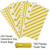 Aneco 100 Pack Gold Cellophane Bags 10.6 x 5.1 Inch Plastic Candy Bags Gift Bag Goodie Bag with Twist Ties for Valentine, Birthday, Gift Cookie Snack Packing Party Favor Supplies view 3