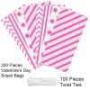 Aneco 100 Pack Pink Cellophane Bags 10.6 x 5.1 Inch Plastic Candy Bags Gift Bags Goodie Bags with Twist Ties for Valentine, Birthday, Gift Cookie Snack Packing Party Favor Supplies view 3